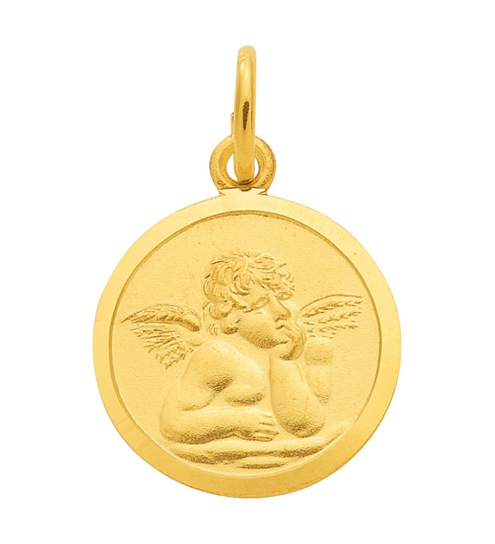 Anhänger Medaille Amor Engel rund 10mm 333 GOLD