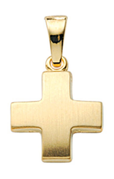 Anh?nger Kreuz mattiert 11x10mm 14Kt 585 GOLD