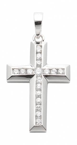 Anh?nger Kreuz Zirkonia 16x23mm Silber 925