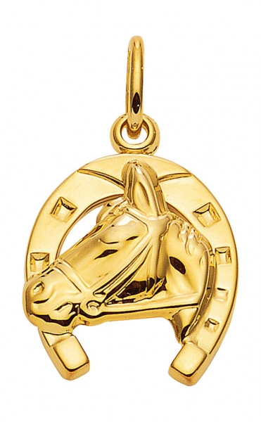 Anh?nger Pferdekopf im Hufeisen 8Kt 333 GOLD