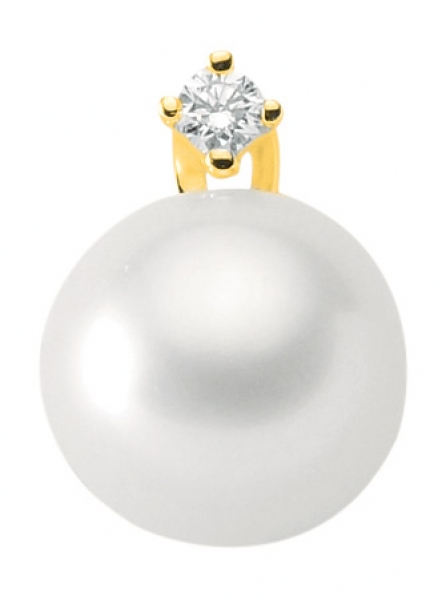 Anh?nger S??wasserperle 9,2mm  mit Diamant 14Kt GOLD