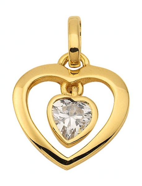 Anh?nger 2 Herzen mit Zirkonia 8Kt 333 GOLD