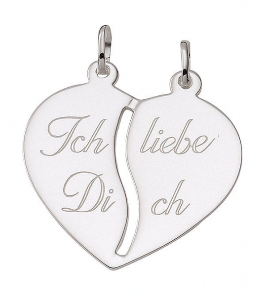 Freundschaftsanh?nger Herz - Ich liebe Dich -  mit 2 ?sen Silber 925