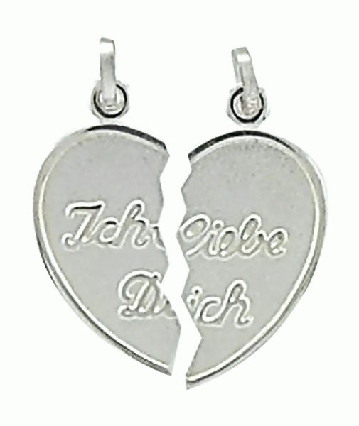 Freundschaftsanh?nger Herz - Ich liebe Dich - mit 2 ?sen Silber 925