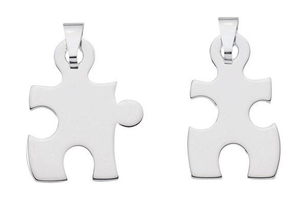 Freundschaftanh?nger 2 Puzzle Silber 925