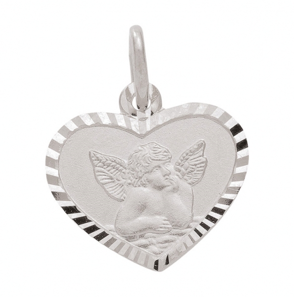 Anh?nger Herz Medaille Amor Engel 333 Weissgold