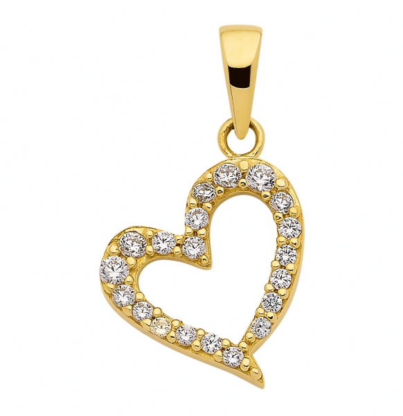Anh?nger Herz 12mm mit Zirkonia 8Kt 333 GOLD