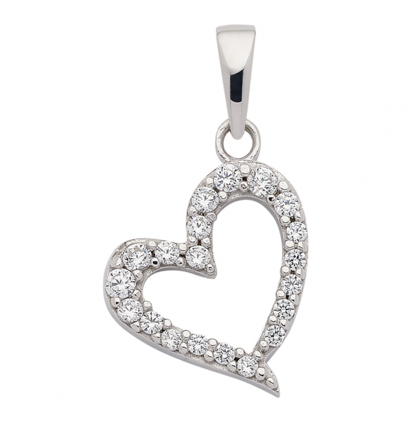 Anh?nger Herz 12mm mit Zirkonia 8Kt 333 WEISSGOLD