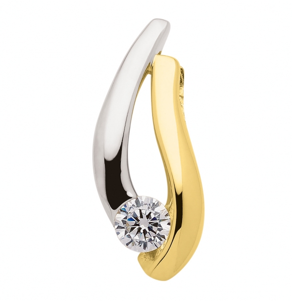 Anh?nger bicolor 19mm Zirkonia 8Kt 333 GOLD