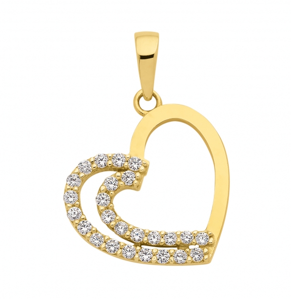 Anh?nger Herz 15mm mit Zirkonia 8Kt 333 GOLD