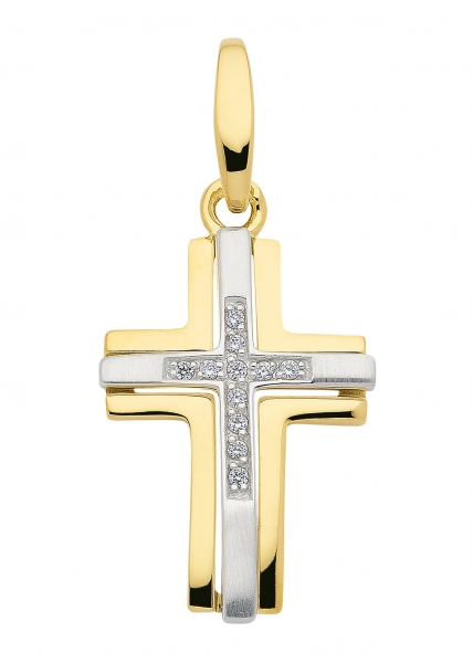 Anh?nger Kreuz Zirkonia 12x18mm 8Kt 333 GOLD WEISSGOLD