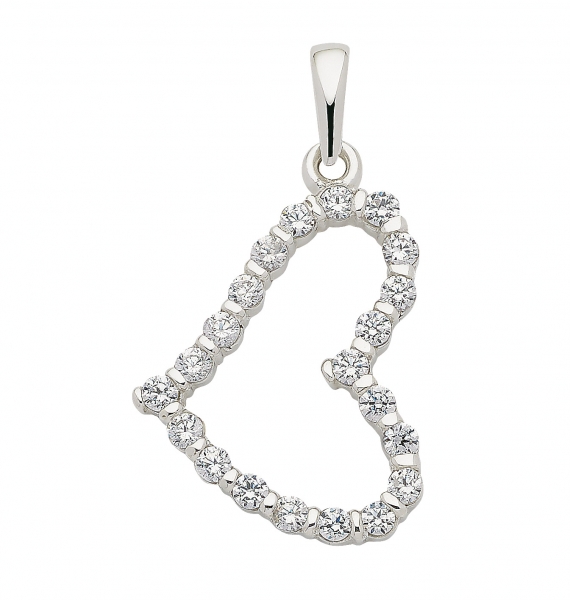 Anh?nger Herz 15mm mit Zirkonia 8Kt 333 WEISSGOLD