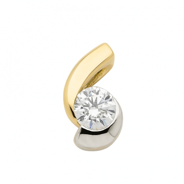 Anh?nger bicolor 12mm Zirkonia 14Kt 585 GOLD