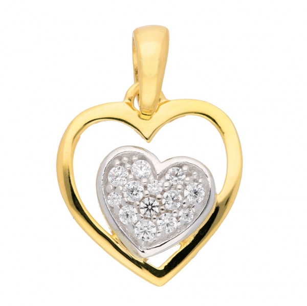 Anh?nger Herz in Herz 12x12mm Zirkonia 333 GOLD