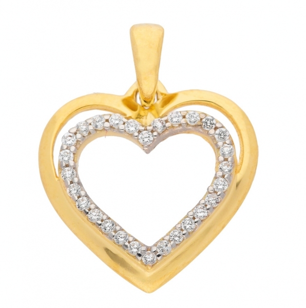 Anh?nger Herz in Herz 13x13mm Zirkonia 333 GOLD