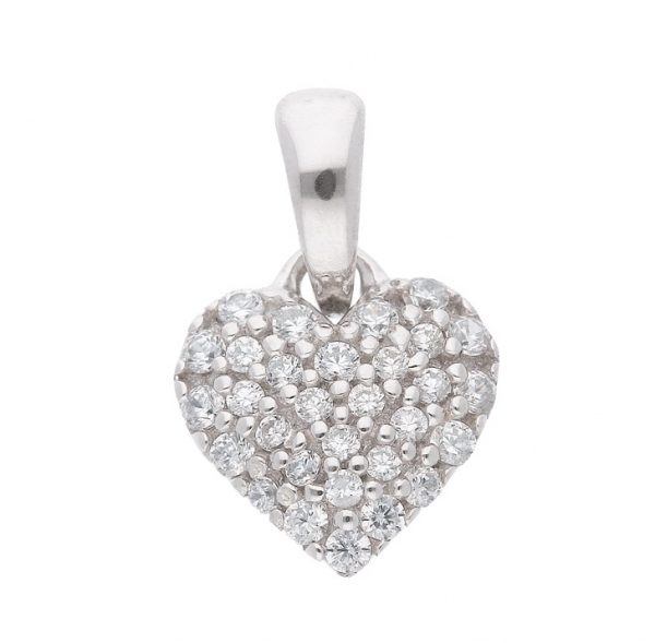 Kleiner Anh?nger Herz 7x8mm Zirkonia 333 WEISSGOLD