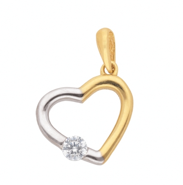 Anh?nger Herz bicolor 12x11mm Zirkonia 333 GOLD
