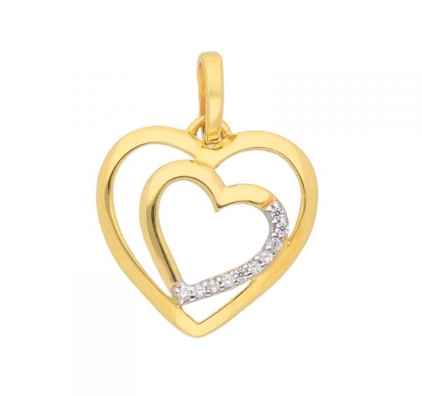 Anh?nger Herz in Herz 13x13mm Zirkonia 333 GOLD