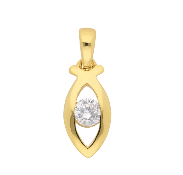 Anh?nger Fisch 14mm Zirkonia 8Kt 333 GOLD