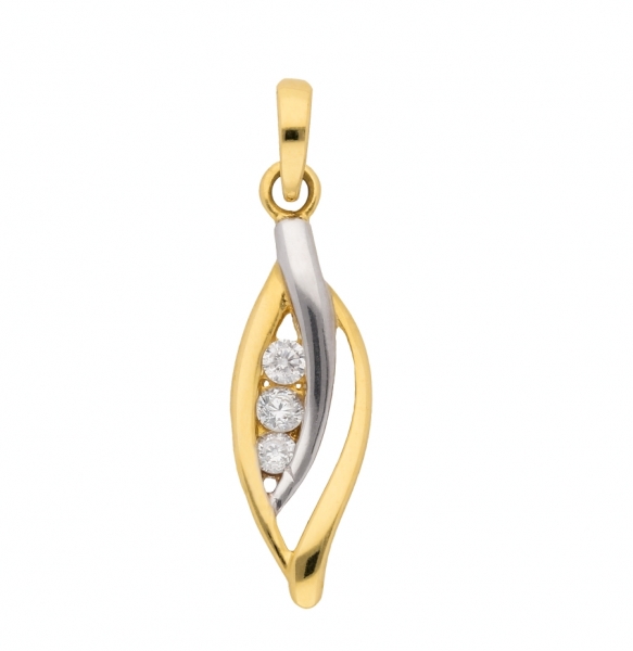 Anh?nger bicolor 19mm Zirkonia 8Kt 333 GOLD