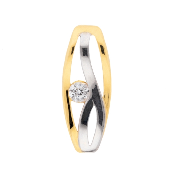 Anh?nger bicolor 18mm Zirkonia 8Kt 333 GOLD
