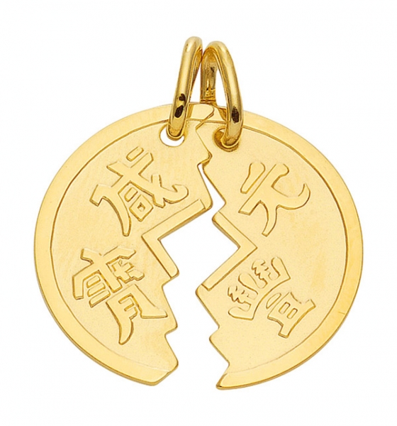 Anhänger Freundschaft chinesische Zeichen 20mm 333 GOLD