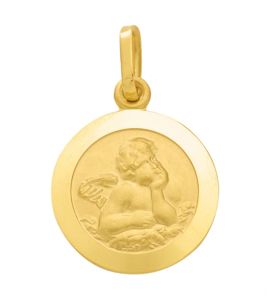 Anhänger Medaille Amor Engel rund 12mm 585 GOLD