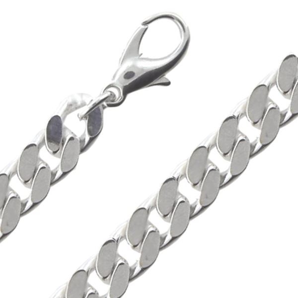 Kette Panzer flach 9,3 mm Herren Silber 925 50cm