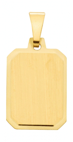 Anh?nger Gravurplatte eckig 11x15mm 14Kt Gold