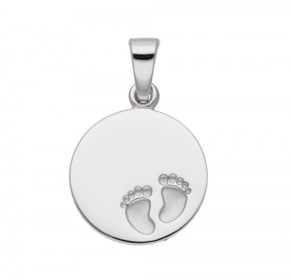 Anh?nger 12,3mm Gravuranh?nger zur Geburt F??e gl?nzend Silber 925