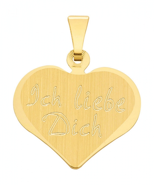 Anh?nger Gravurplatte Herz 15x13mm "Ich liebe Dich" 8Kt Gold