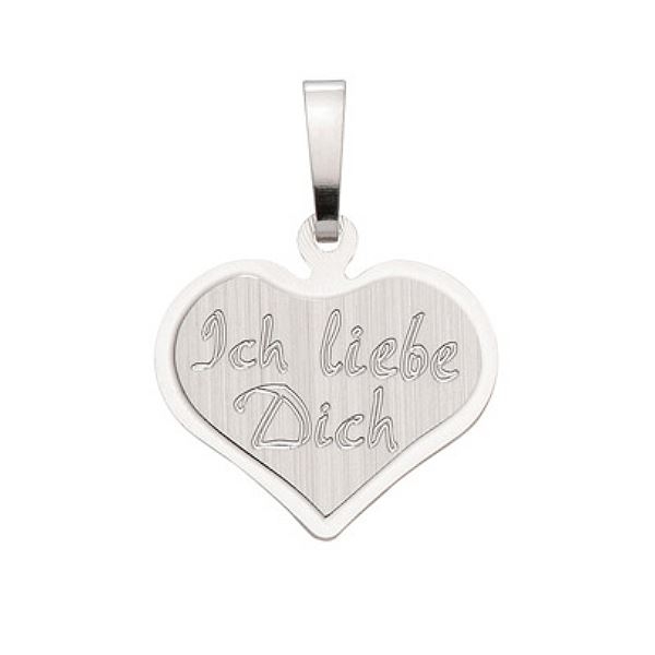 Anh?nger Gravurplatte Herz 17x15mm -Ich liebe Dich-  Silber 925