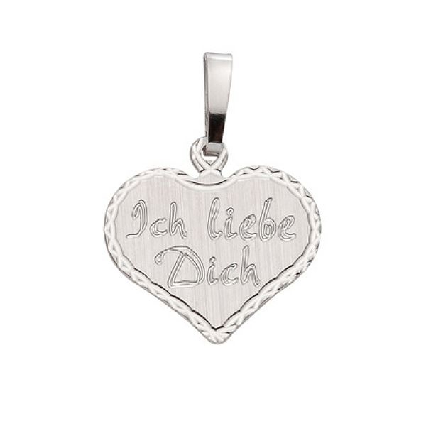 Anh?nger Gravurplatte Herz 17x15mm -Ich liebe Dich-  Silber 925