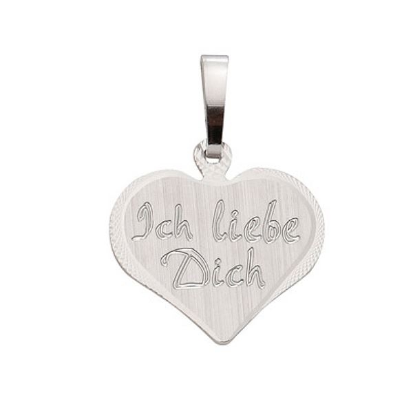 Anh?nger Gravurplatte Herz 17x15mm -Ich liebe Dich- Silber 925