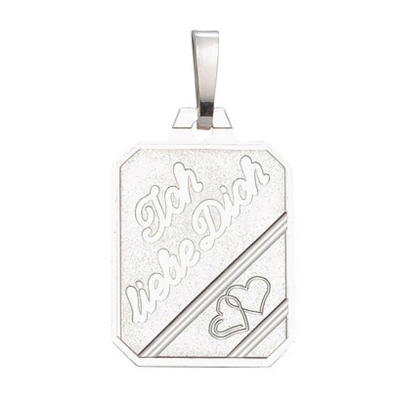 Anh?nger Gravurplatte 14x17mm -Ich liebe Dich- Silber 925