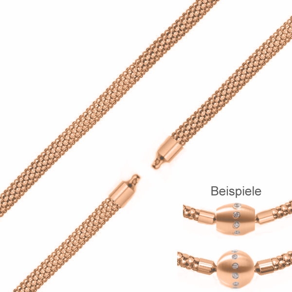 Edelstahl Collier Himbeerkette 5mm rose vergoldet f?r Wechelschliesse