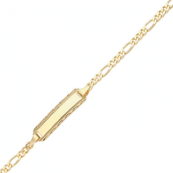 Schildarmband ID Figaro 2,1mm 8Kt GOLD 14cm