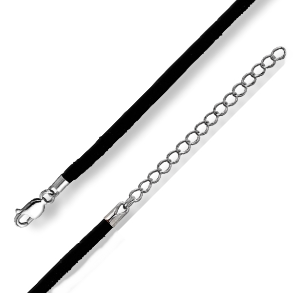 Lederband Collier velour schwarz 3mm