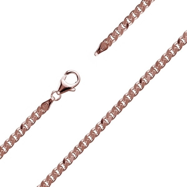Collier Kette Panzer flach 3,4mm Silber 925 ros? vergoldet 45cm
