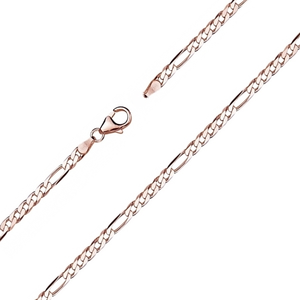 Armband Figaro Silber 925 rosé vergoldet 19cm