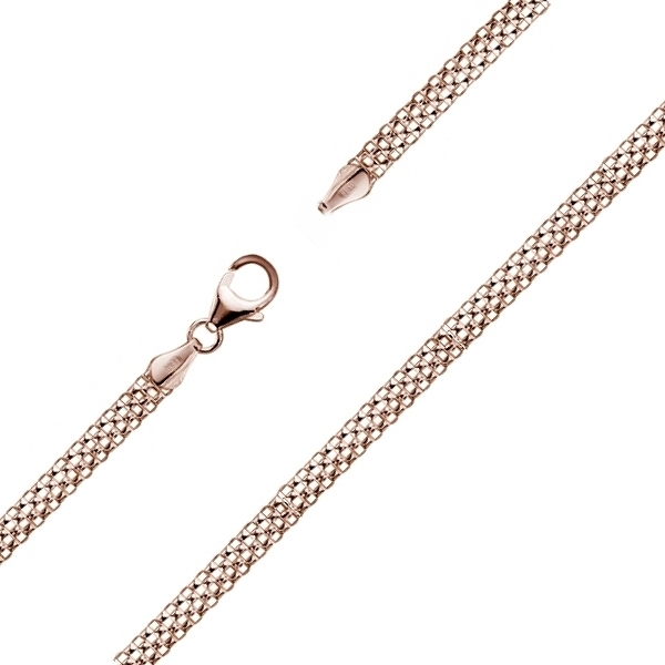 Collier Kette Schlauch oval Silber 925 ros? vergoldet 43cm