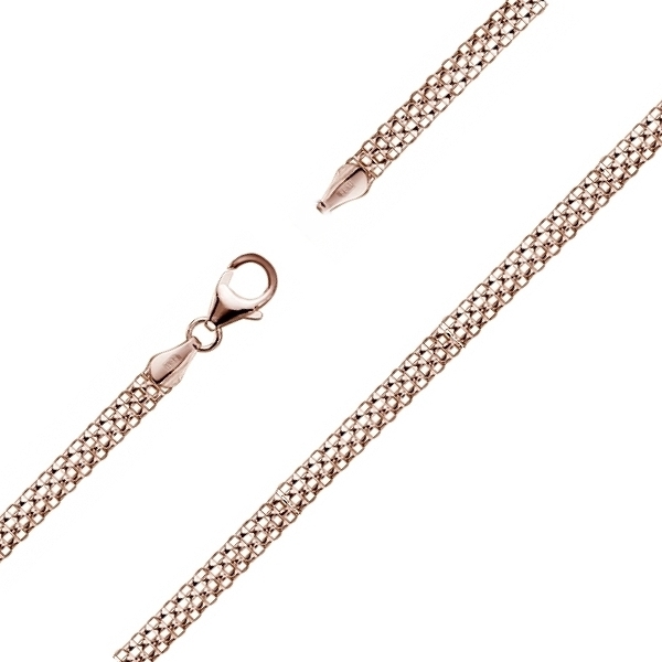 Collier Kette Schlauch oval Silber 925 rosé vergoldet 43cm