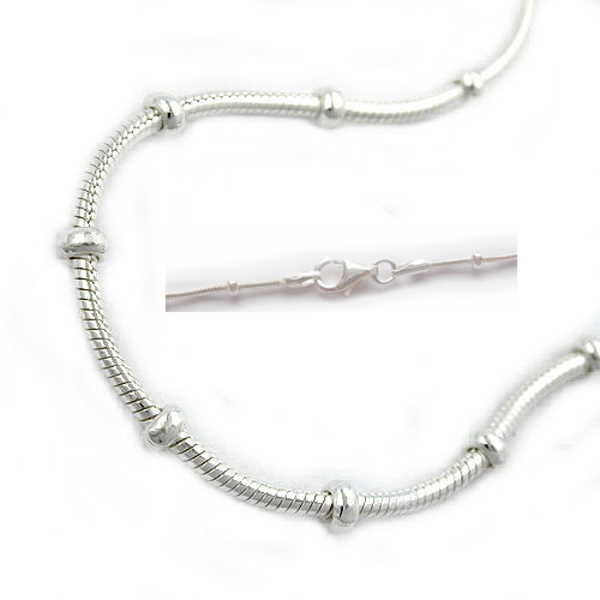 Collier, Schlange mit Ringe, Silber 925, 50cm