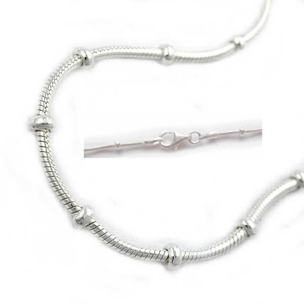 Collier, Schlange mit Ringe, Silber 925, 60cm