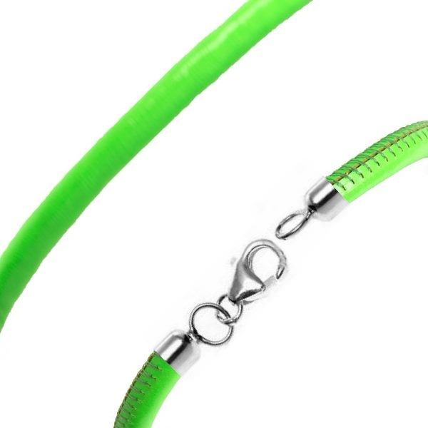Lederb?nder Colliers Armb?nder Kalbsleder 4mm neon mit Karabiner