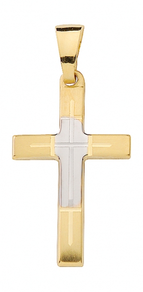 Anh?nger Kreuz bicolor 12x21mm 8Kt 333 GOLD