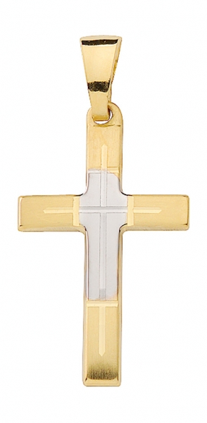 Anhänger Kreuz bicolor 12x21mm 14Kt 585 GOLD