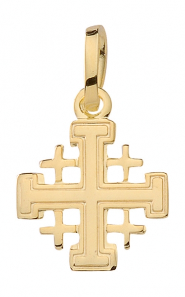Anh?nger Kreuz 10x10mm Jerusalem 14Kt 585 GOLD