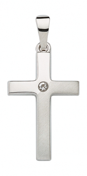 Anh?nger Kreuz Zirkonia 13x19mm 8Kt 333 WEISSGOLD