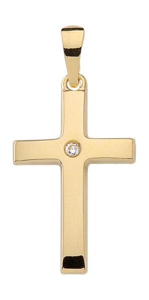 Anh?nger Kreuz Zirkonia 13x19mm 585 GOLD